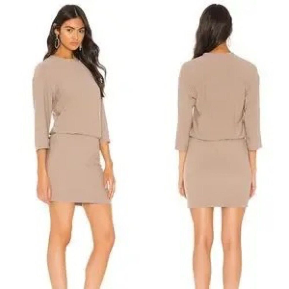 James Perse Women Size 0 Coyote Three Quarter Sleeve Blouson Mini Dress Capsule